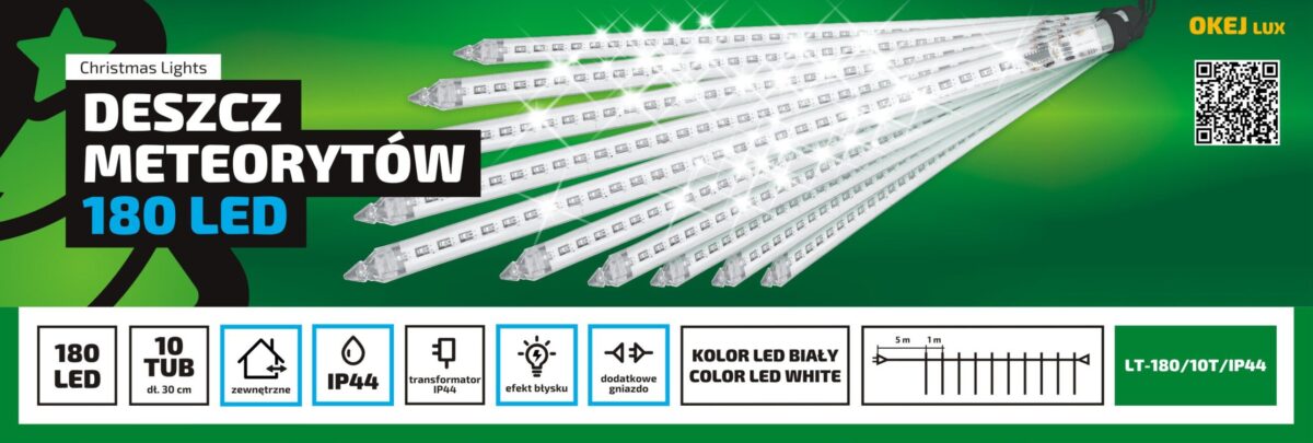 Kurtyna świetlna LED deszczu meteorytów 9 metrów zewnętrzne 180 LED Światło stałe - Multikolor 1