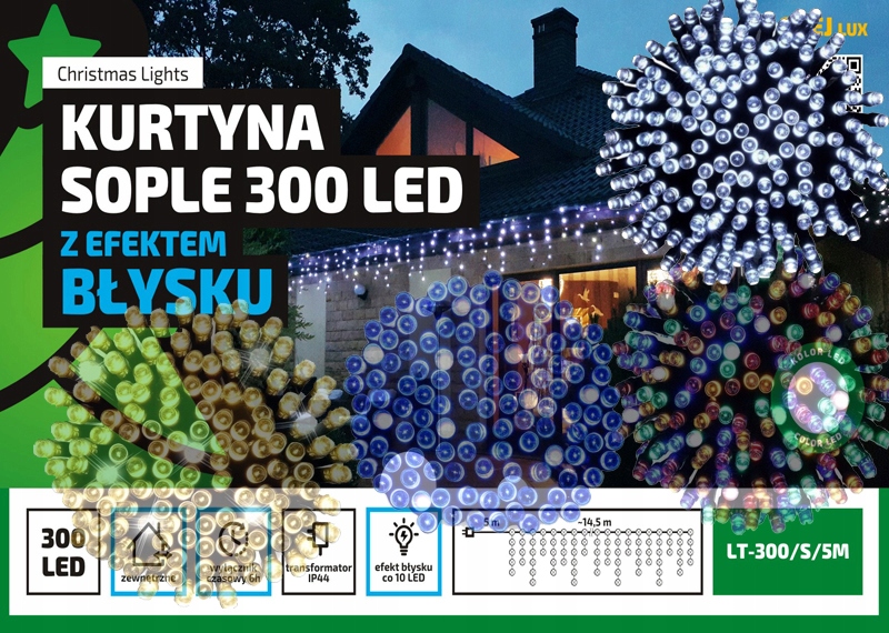 Sople LED Oświetlenie Świąteczne 14,5m Zewnętrzne 300 LED Flash - Zimny Biały 2 Sople LED Oświetlenie Świąteczne 14,5m Zewnętrzne 300 LED Flash - Zimny Biały 20