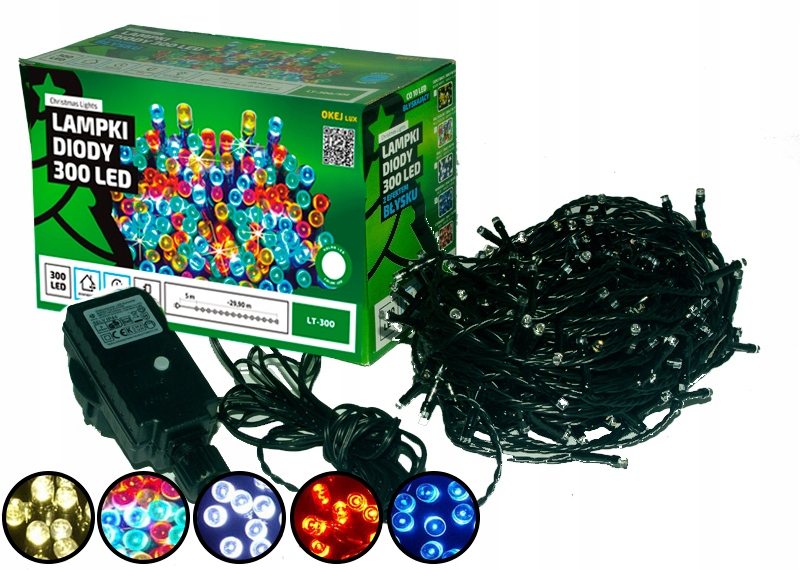 Lampki choinkowe łańcuch led 30m zewnętrzne 300 LED Światło stałe - Zimny Biały 3 Lampki choinkowe łańcuch led 30m zewnętrzne 300 LED Światło stałe - Zimny Biały 21