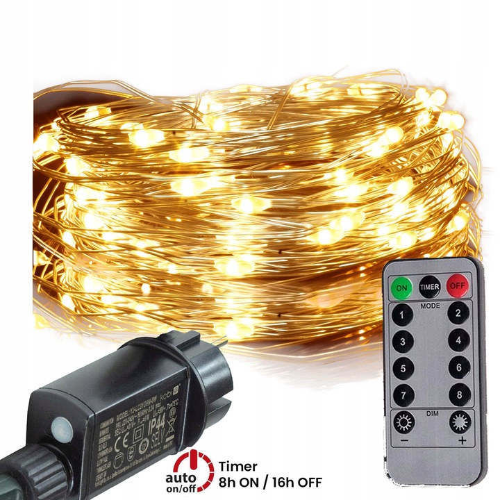 Lampki na druciku lampki choinkowe 20m wewnętrzne 200 LED Programator 8 funkcji - Ciepły Biały 2 Lampki na druciku lampki choinkowe 20m wewnętrzne 200 LED Programator 8 funkcji - Ciepły Biały 20