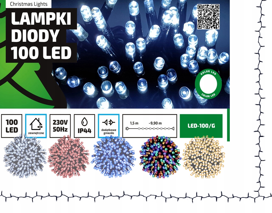 Lampki choinkowe łańcuch led Profesjonalne Oświetlenie Świąteczne 10 metrów zewnętrzne 100 LED z gniazdem - Światło stałe - Multikolor 2 Lampki choinkowe łańcuch led Profesjonalne Oświetlenie Świąteczne 10 metrów zewnętrzne 100 LED z gniazdem - Światło stałe - Multikolor 20