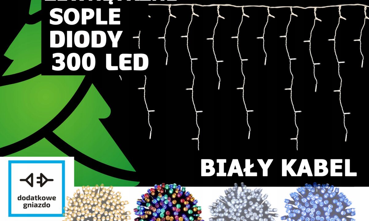 Sople LED Oświetlenie Świąteczne 14,5m Zewnętrzne 300 LED z gniazdem - Flash - Multikolor