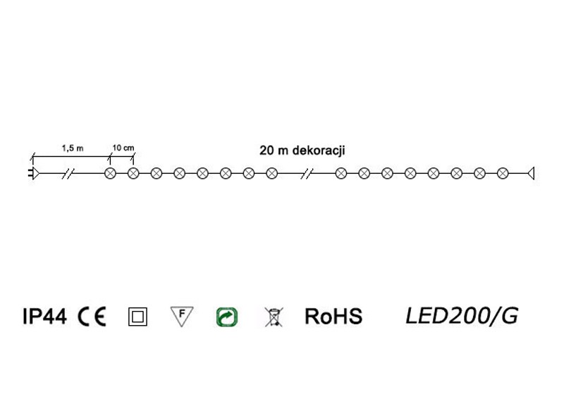 Lampki choinkowe łańcuch led Profesjonalne Oświetlenie Świąteczne 20m zewnętrzne 200 LED z gniazdem - Światło stałe - Zimny Biały 3 Lampki choinkowe łańcuch led Profesjonalne Oświetlenie Świąteczne 20m zewnętrzne 200 LED z gniazdem - Światło stałe - Zimny Biały 21