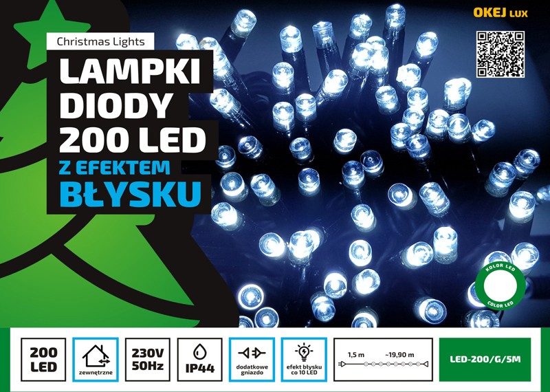 Lampki choinkowe Profesjonalne Oświetlenie Świąteczne 20 metrów zewnętrzne 200 LED z gniazdem - Flash - Ciepły Biały 2 Lampki choinkowe Profesjonalne Oświetlenie Świąteczne 20 metrów zewnętrzne 200 LED z gniazdem - Flash - Ciepły Biały 20