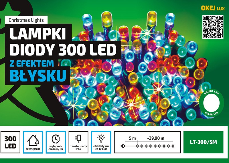 Zewnętrzne lampki choinkowe łańcuch led 30m z 300 LED z timerem Flash - Multikolor 2 Zewnętrzne lampki choinkowe łańcuch led 30m z 300 LED z timerem Flash - Multikolor 20