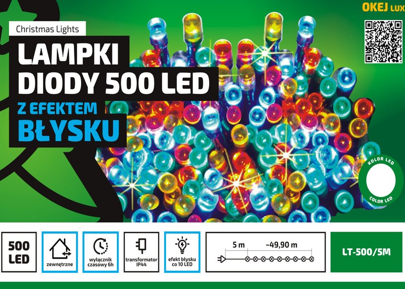 Zewnętrzne lampki choinkowe łańcuch led 50 metrów z 500 LED Flash - Czerwony 2 Zewnętrzne lampki choinkowe łańcuch led 50 metrów z 500 LED Flash - Czerwony 20