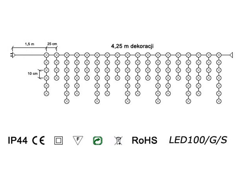 Sople LED Profesjonalne Oświetlenie Świąteczne 4,25m Zewnętrzne 100 LED z gniazdem - Światło stałe - Zimny Biały 3 Sople LED Profesjonalne Oświetlenie Świąteczne 4,25m Zewnętrzne 100 LED z gniazdem - Światło stałe - Zimny Biały 21
