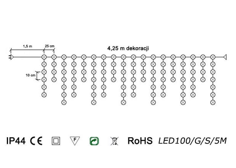 Sople LED Profesjonalne Oświetlenie Świąteczne 4,25m zewnętrzne 100 LED z gniazdem - Flash - Zimny Biały 3 Sople LED Profesjonalne Oświetlenie Świąteczne 4,25m zewnętrzne 100 LED z gniazdem - Flash - Zimny Biały 21