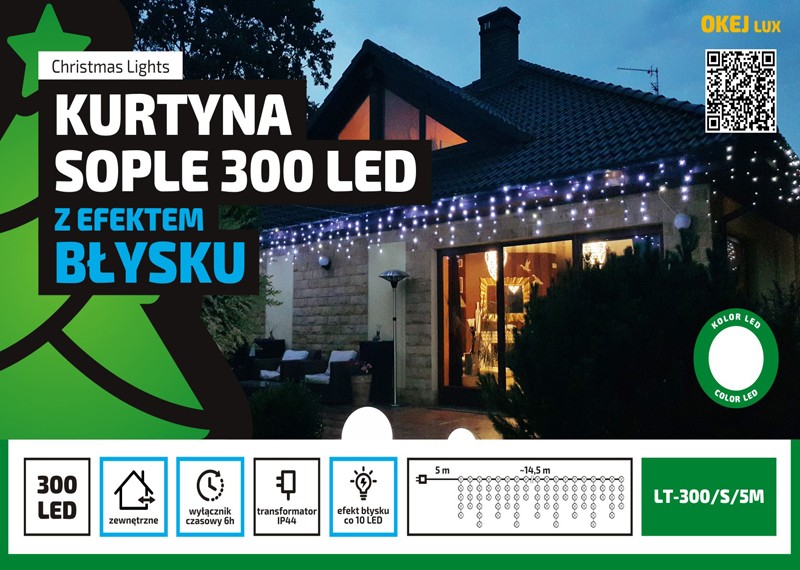 Sople LED Oświetlenie Świąteczne 14,5m Zewnętrzne 300 LED Flash - Czerwony 2 Sople LED Oświetlenie Świąteczne 14,5m Zewnętrzne 300 LED Flash - Czerwony 20