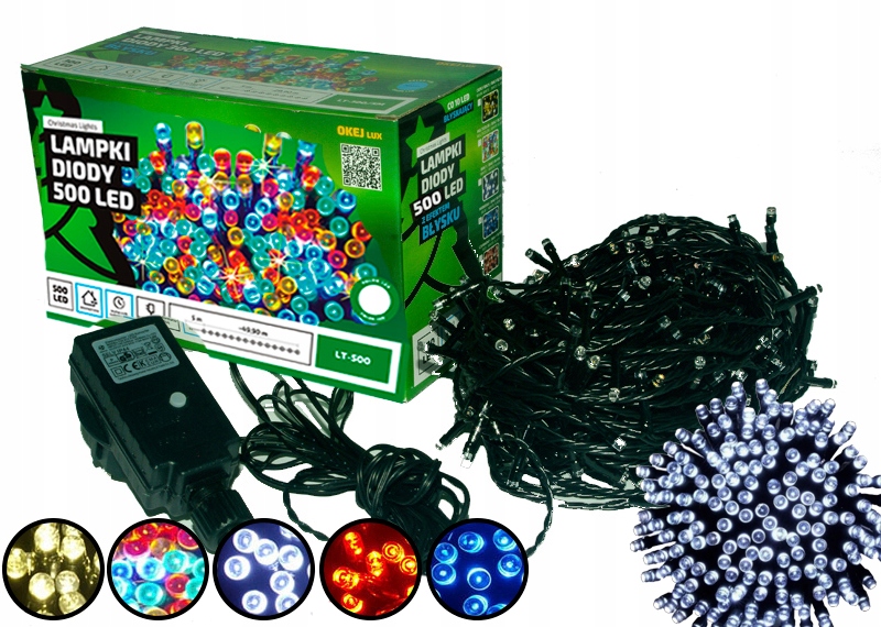 Lampki choinkowe łańcuch led 50 metrów zewnętrzne 500 LED Światło stałe - Zimny Biały 2 Lampki choinkowe łańcuch led 50 metrów zewnętrzne 500 LED Światło stałe - Zimny Biały 20