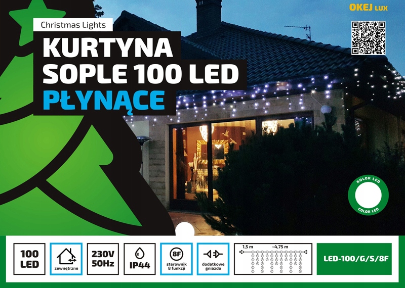 Sople LED Profesjonalne Oświetlenie Świąteczne 4,25 metra zewnętrzne 100 LED z gniazdem - Programator 8 funkcji - Czerwony 2 Sople LED Profesjonalne Oświetlenie Świąteczne 4,25 metra zewnętrzne 100 LED z gniazdem - Programator 8 funkcji - Czerwony 20