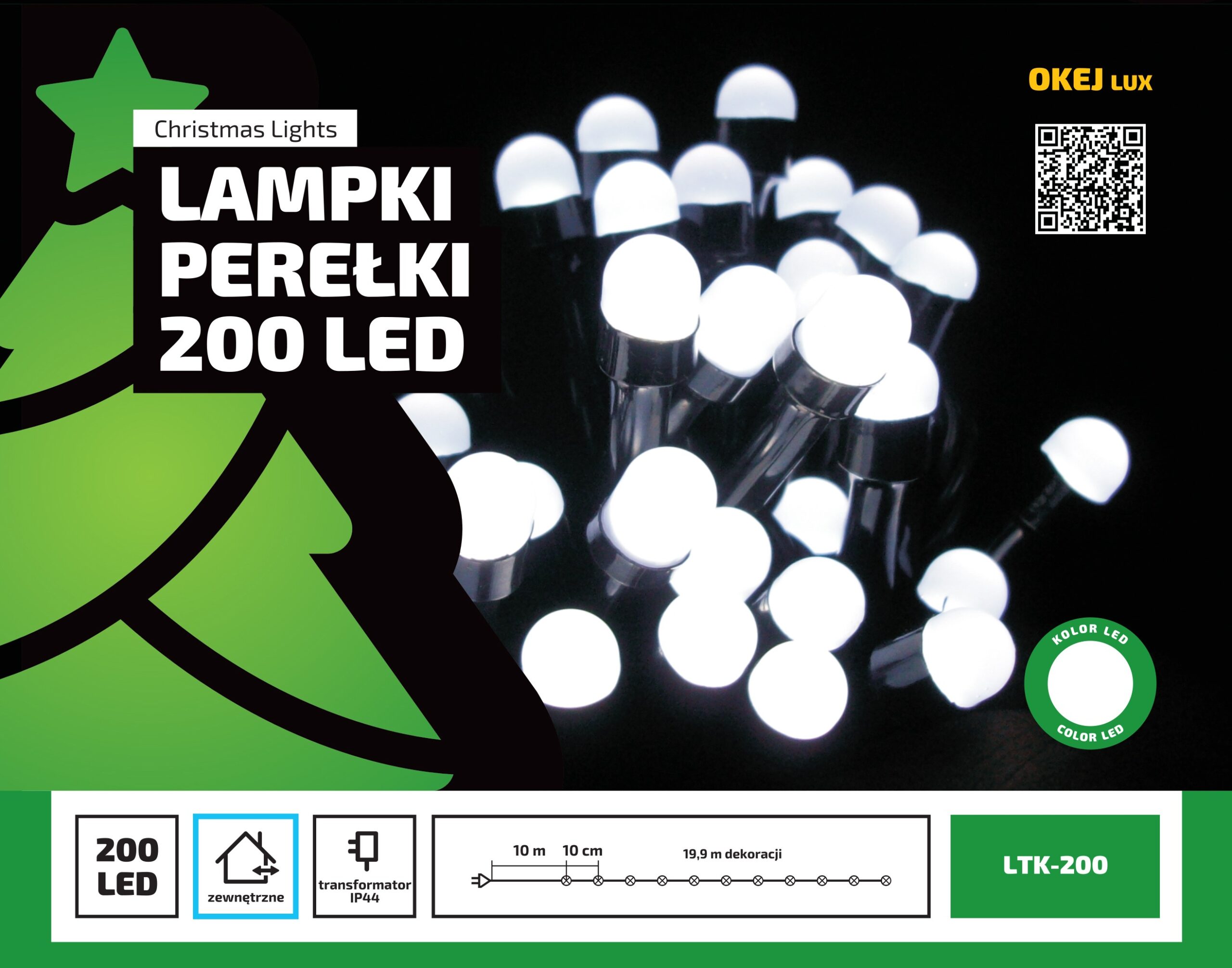 Lampki choinkowe lampki perełki 19.9m zewnętrzne 200 LED Światło stałe - Ciepły Biały 2 Lampki choinkowe lampki perełki 19.9m zewnętrzne 200 LED Światło stałe - Ciepły Biały 24