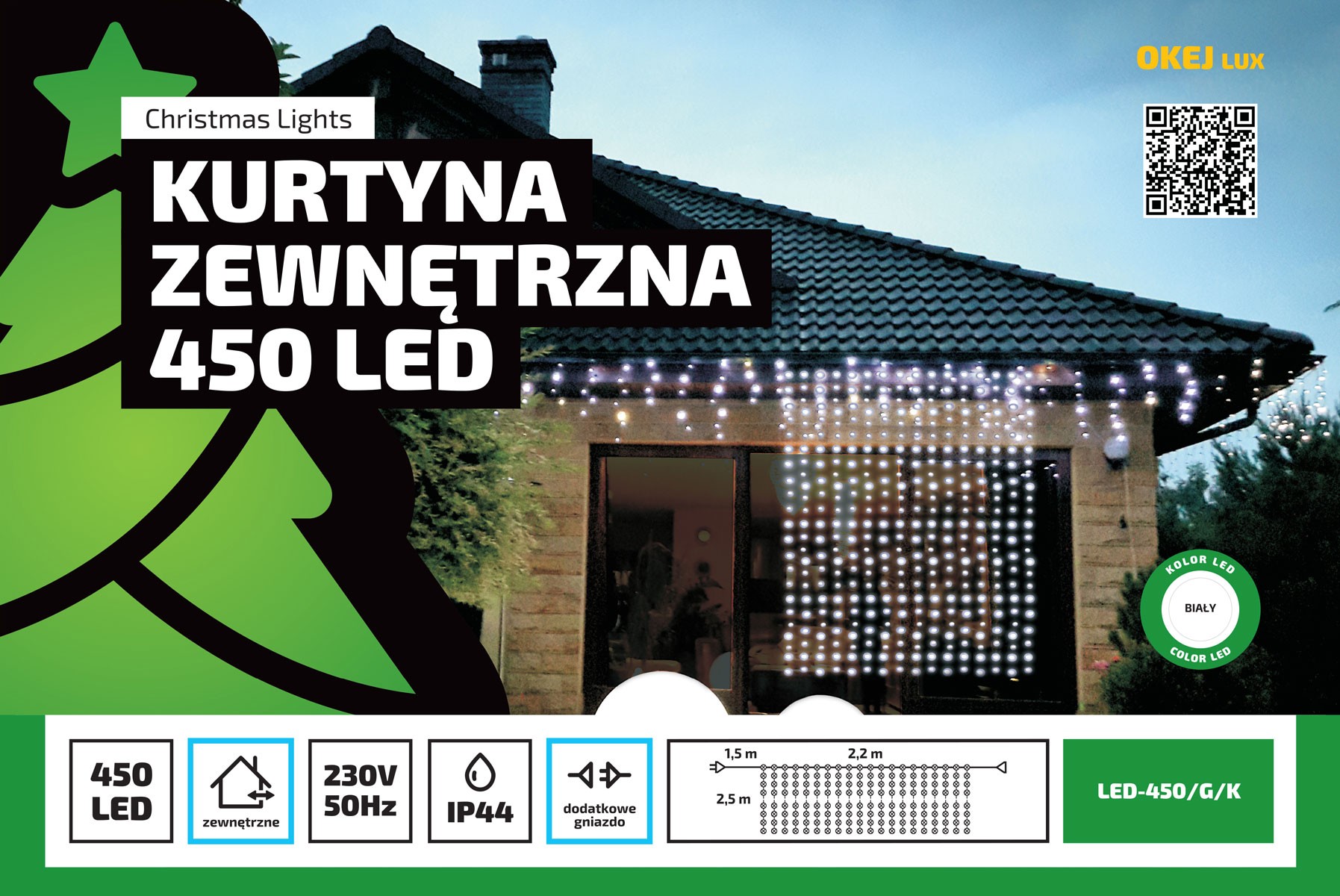 Kurtyna led Profesjonalne Oświetlenie Świąteczne 2,2 metra zewnętrzne 450 led z gniazdem - Światło stałe - Zimny Biały 2 Kurtyna led Profesjonalne Oświetlenie Świąteczne 2,2 metra zewnętrzne 450 led z gniazdem - Światło stałe - Zimny Biały 26