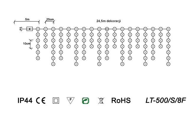 Sople LED Oświetlenie Świąteczne 24,5m Zewnętrzne 500 LED Programator 8 funkcji - Ciepły Biały 3 Sople LED Oświetlenie Świąteczne 24,5m Zewnętrzne 500 LED Programator 8 funkcji - Ciepły Biały 21
