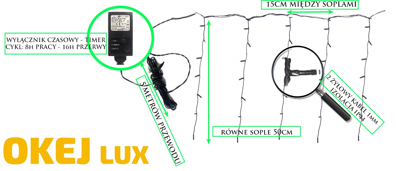 Sople LED Oświetlenie Świąteczne 11 85m Zewnętrzne 560 LED z gniazdem - Flash - Ciepły Biały 11 Sople LED Oświetlenie Świąteczne 11 85m Zewnętrzne 560 LED z gniazdem - Flash - Ciepły Biały 31