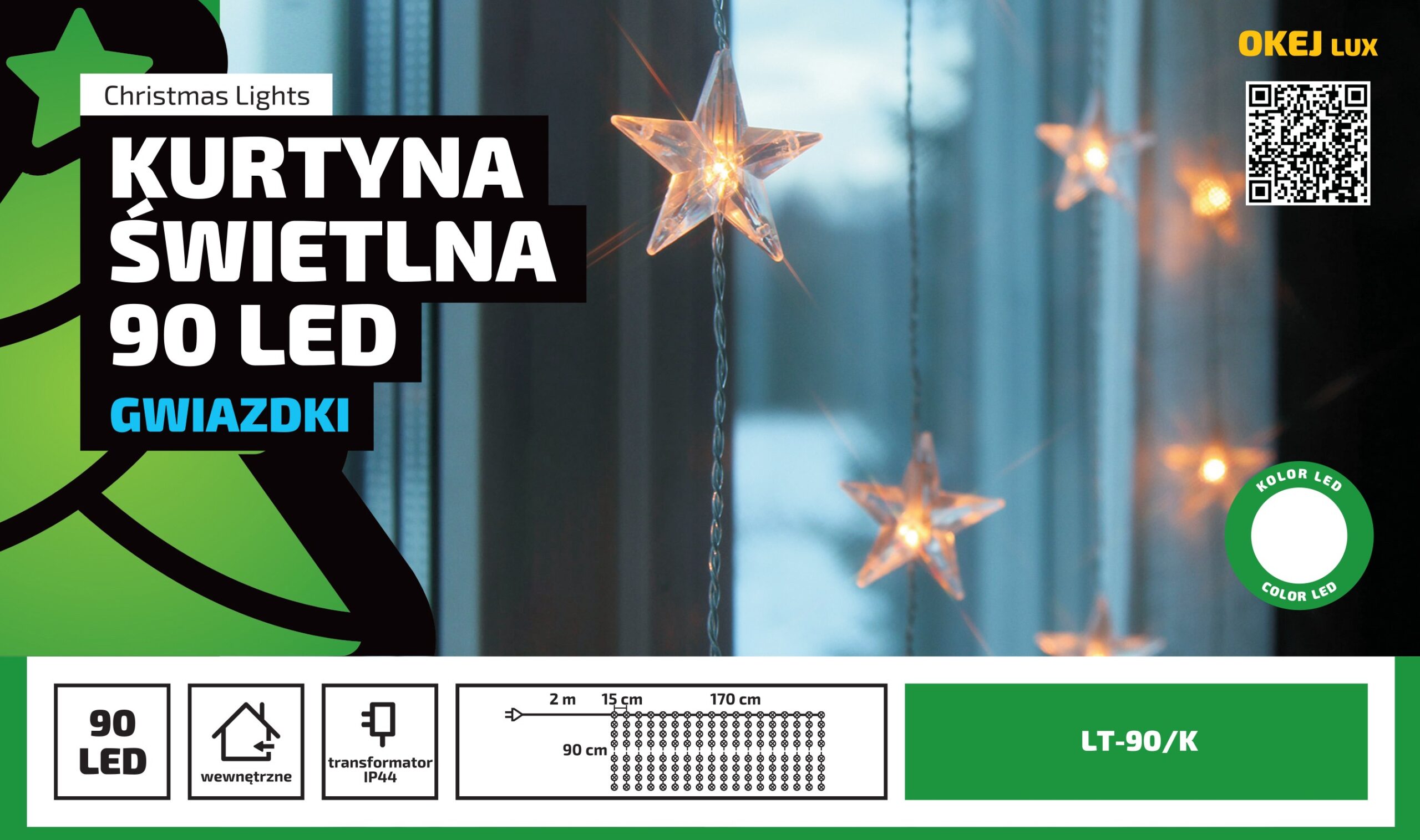 Kurtyna świetlna oświetlenie świąteczne 1,7m wewnętrzne 11 LED Światło stałe - Multikolor 2 Kurtyna świetlna oświetlenie świąteczne 1,7m wewnętrzne 11 LED Światło stałe - Multikolor 30