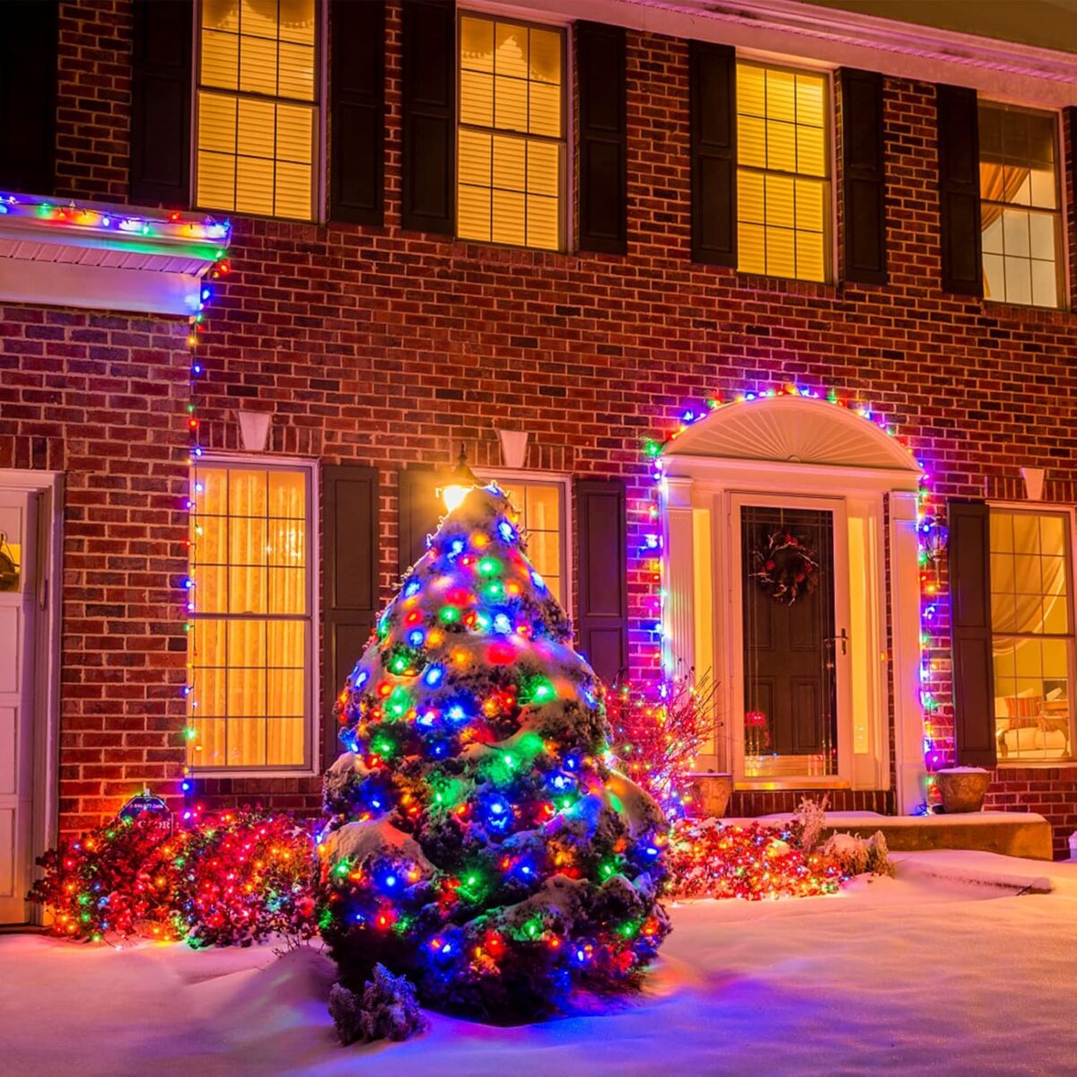 Lampki choinkowe łańcuch led 12,5m zewnętrzne 250 LED z gniazdem - Światło stałe - Ciepły Biały