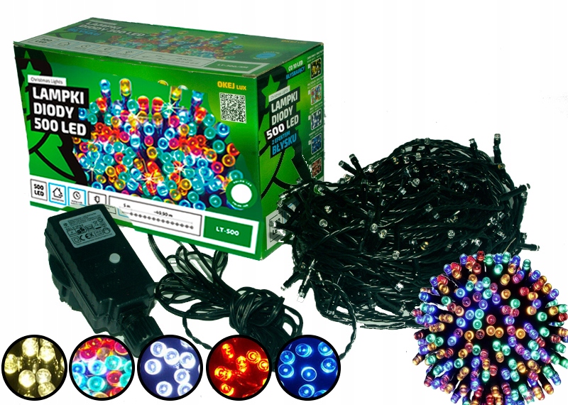 Lampki choinkowe łańcuch led 50 metrów zewnętrzne 500 LED Światło stałe - Multikolor 2 Lampki choinkowe łańcuch led 50 metrów zewnętrzne 500 LED Światło stałe - Multikolor 20
