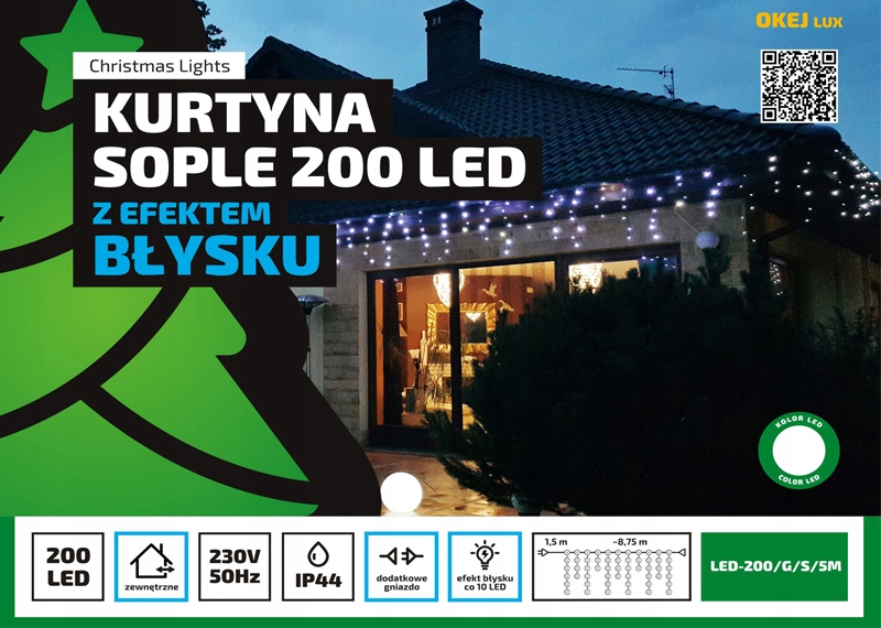 Sople LED Profesjonalne Oświetlenie Świąteczne 8,75 Metra Zewnętrzne 200 LED z gniazdem - Flash - Ciepły Biały 3 Sople LED Profesjonalne Oświetlenie Świąteczne 8,75 Metra Zewnętrzne 200 LED z gniazdem - Flash - Ciepły Biały 21