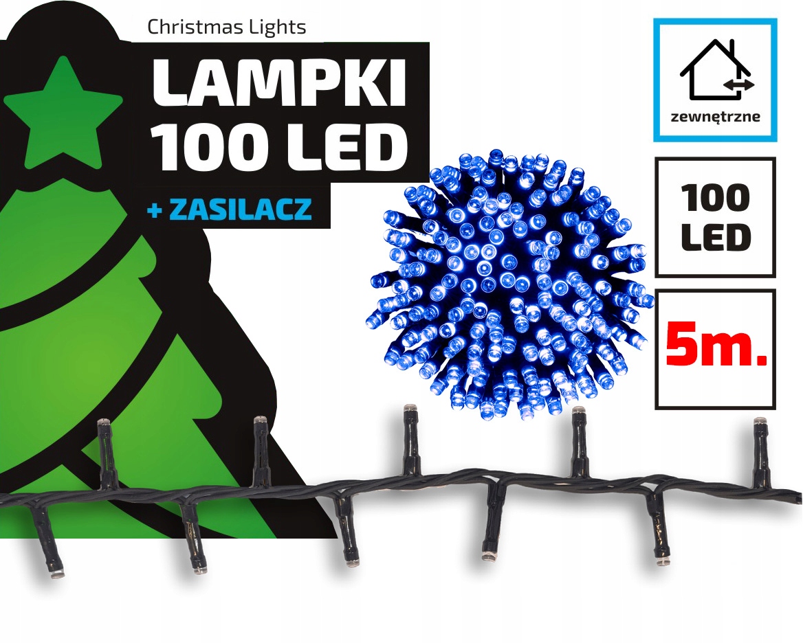 Lampki choinkowe łańcuch led 5 metrów zewnętrzne 100 LED z gniazdem - Światło stałe - Niebieski 2 Lampki choinkowe łańcuch led 5 metrów zewnętrzne 100 LED z gniazdem - Światło stałe - Niebieski 20