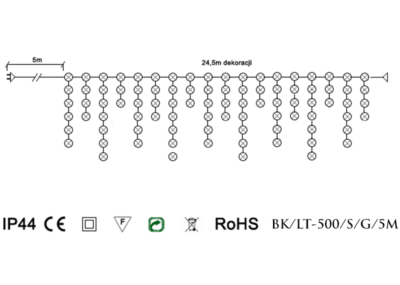 Sople LED Oświetlenie Świąteczne 24,5m Zewnętrzne 500 LED z gniazdem - Światło stałe - Ciepły Biały 16 Sople LED Oświetlenie Świąteczne 24,5m Zewnętrzne 500 LED z gniazdem - Światło stałe - Ciepły Biały 46