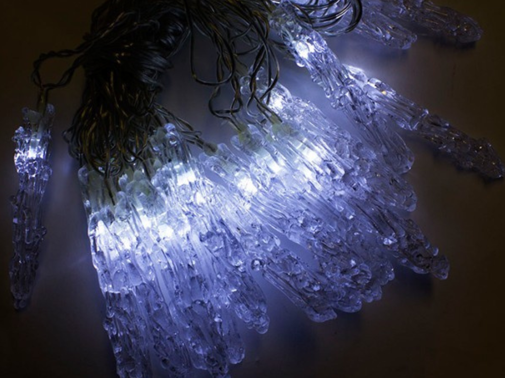 Lampki choinkowe kryształowe 3 metry wewnętrzne 20 LED Światło stałe - Sople 4 Lampki choinkowe kryształowe 3 metry wewnętrzne 20 LED Światło stałe - Sople 24