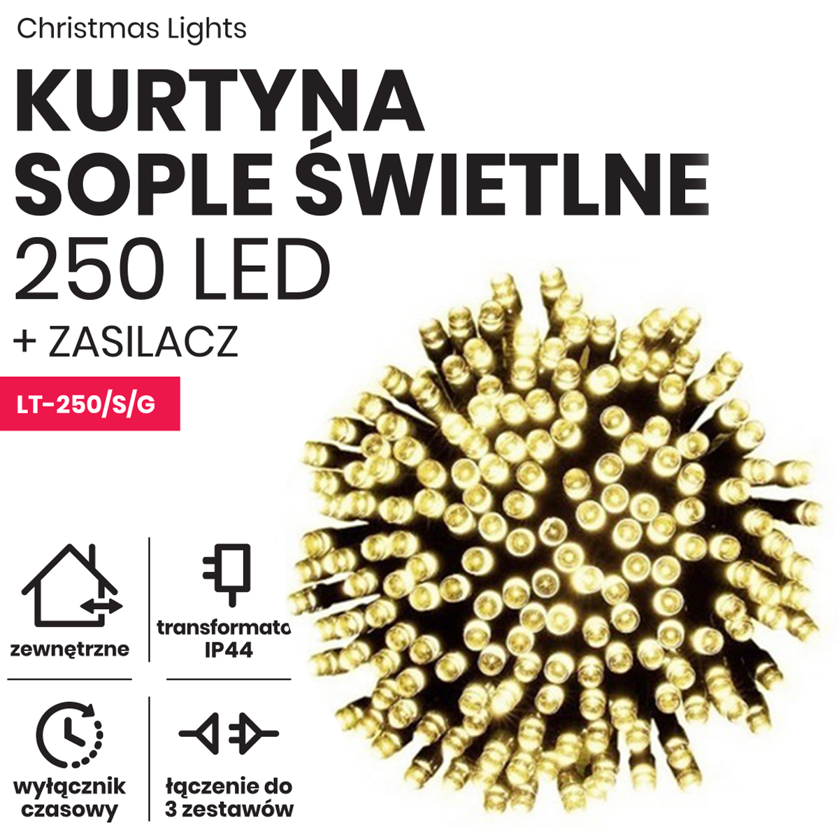 Sople led oświetlenie świąteczne 10m zewnętrzne 250 LED z gniazdem - Ciepły Biały 2 Sople led oświetlenie świąteczne 10m zewnętrzne 250 LED z gniazdem - Ciepły Biały 30