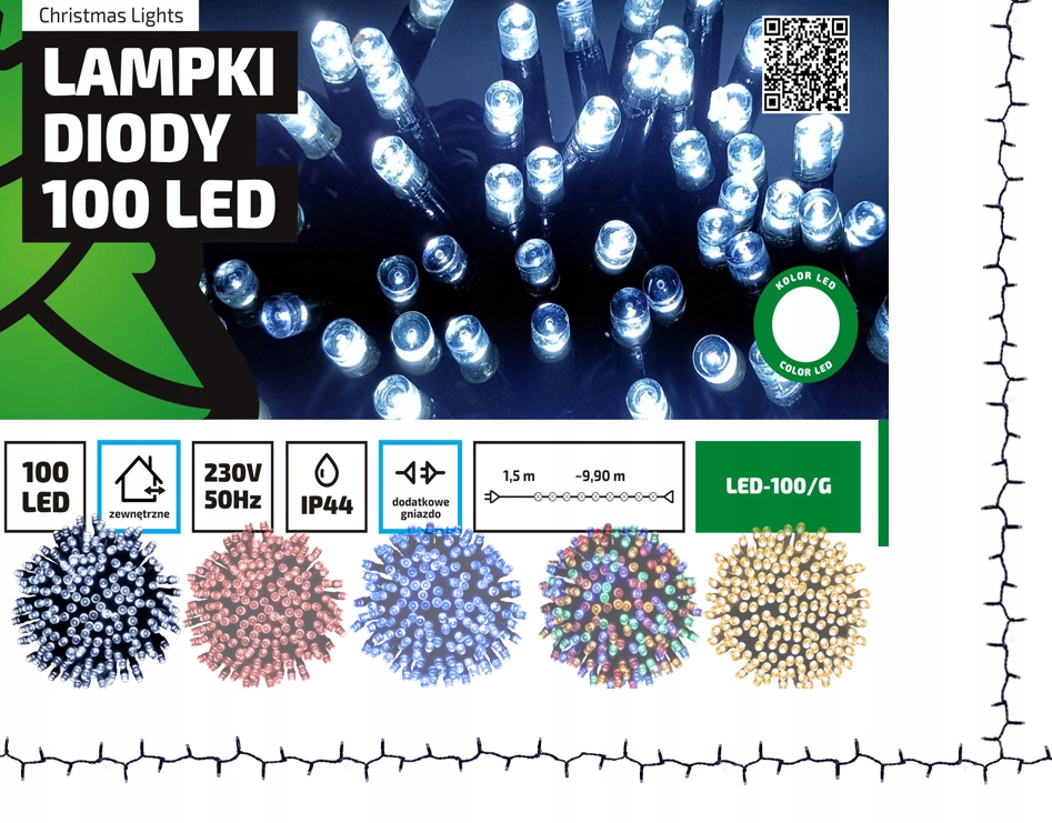 Lampki choinkowe łańcuch led Profesjonalne Oświetlenie Świąteczne 10 metrów zewnętrzne 100 LED z gniazdem - Światło stałe - Zimny Biały 2 Lampki choinkowe łańcuch led Profesjonalne Oświetlenie Świąteczne 10 metrów zewnętrzne 100 LED z gniazdem - Światło stałe - Zimny Biały 20