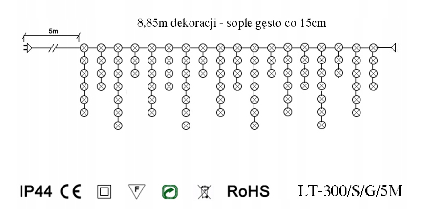 Sople led oświetlenie świąteczne 8,85m zewnętrzne 300 LED z gniazdem - Flash - Ciepły Biały 3 Sople led oświetlenie świąteczne 8,85m zewnętrzne 300 LED z gniazdem - Flash - Ciepły Biały 21